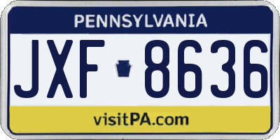 PA license plate JXF8636