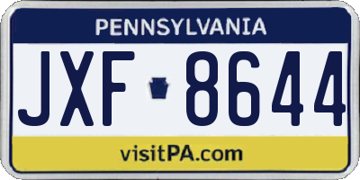PA license plate JXF8644