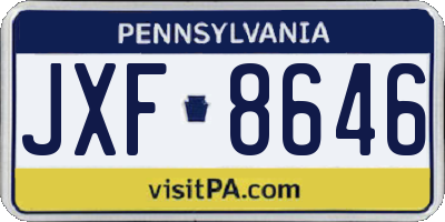 PA license plate JXF8646