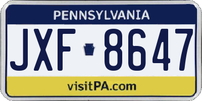 PA license plate JXF8647