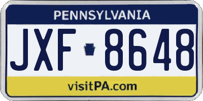 PA license plate JXF8648