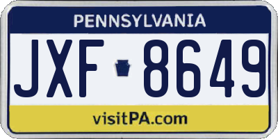 PA license plate JXF8649