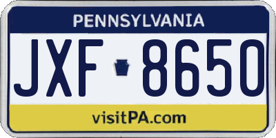 PA license plate JXF8650