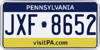 PA license plate JXF8652