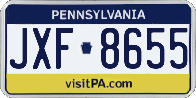 PA license plate JXF8655