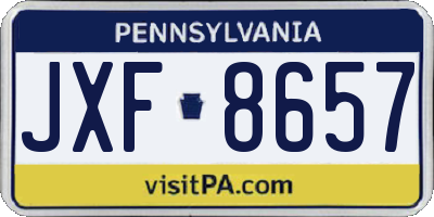 PA license plate JXF8657