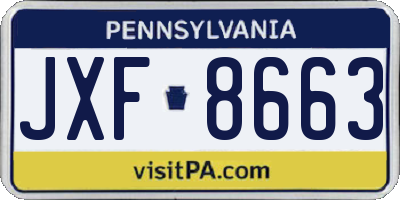 PA license plate JXF8663