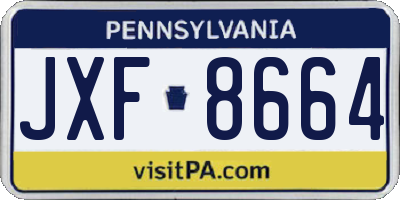 PA license plate JXF8664