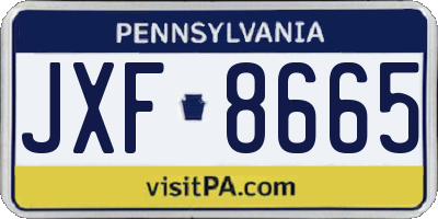 PA license plate JXF8665