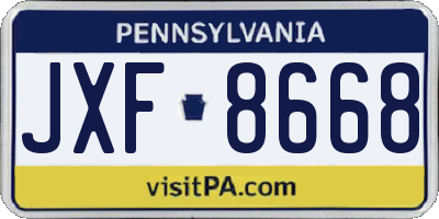 PA license plate JXF8668