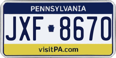 PA license plate JXF8670