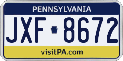 PA license plate JXF8672