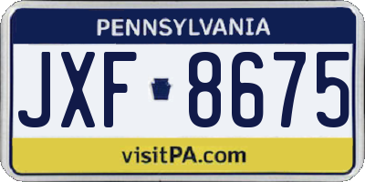 PA license plate JXF8675
