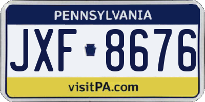 PA license plate JXF8676