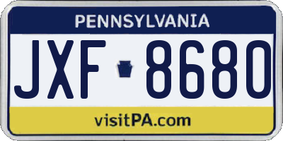PA license plate JXF8680