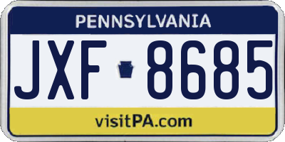 PA license plate JXF8685