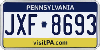 PA license plate JXF8693