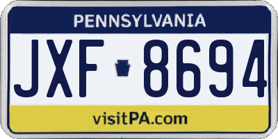 PA license plate JXF8694