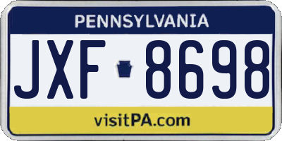 PA license plate JXF8698