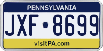PA license plate JXF8699