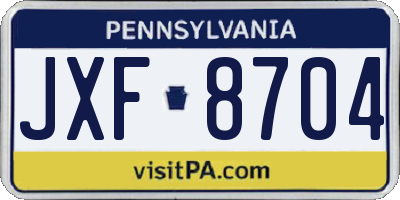 PA license plate JXF8704