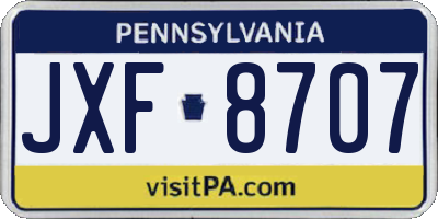 PA license plate JXF8707