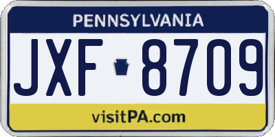 PA license plate JXF8709