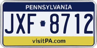 PA license plate JXF8712