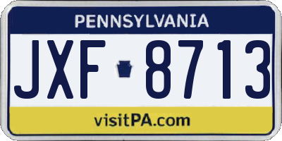 PA license plate JXF8713