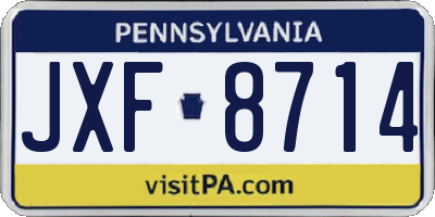 PA license plate JXF8714