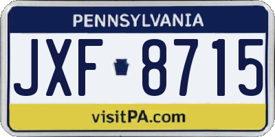 PA license plate JXF8715