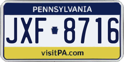 PA license plate JXF8716
