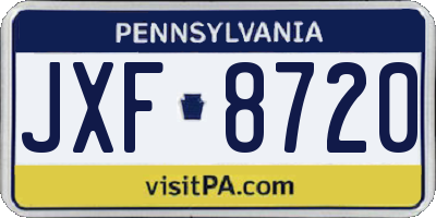 PA license plate JXF8720