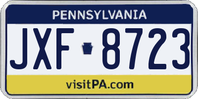 PA license plate JXF8723