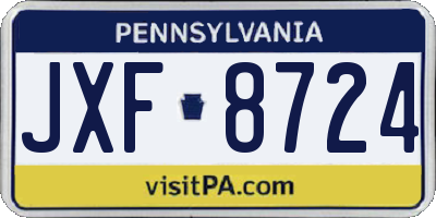 PA license plate JXF8724
