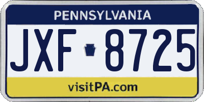 PA license plate JXF8725