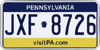 PA license plate JXF8726