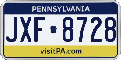 PA license plate JXF8728