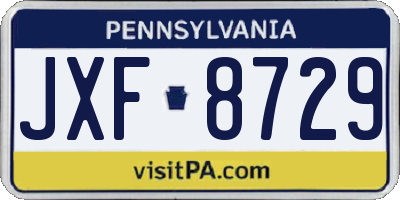 PA license plate JXF8729
