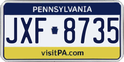 PA license plate JXF8735