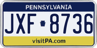 PA license plate JXF8736