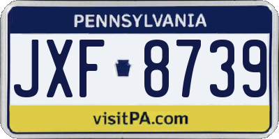 PA license plate JXF8739