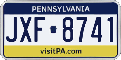 PA license plate JXF8741