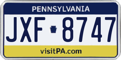 PA license plate JXF8747