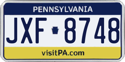 PA license plate JXF8748