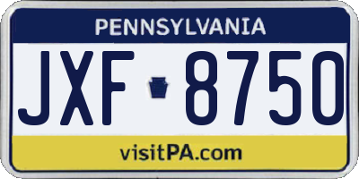 PA license plate JXF8750