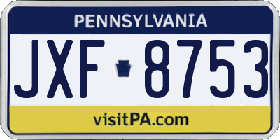 PA license plate JXF8753