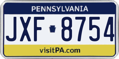 PA license plate JXF8754