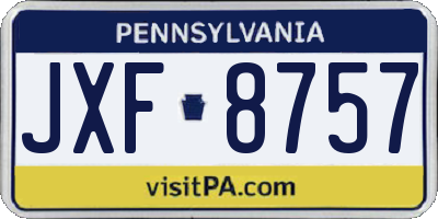 PA license plate JXF8757