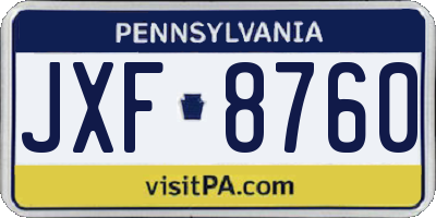 PA license plate JXF8760